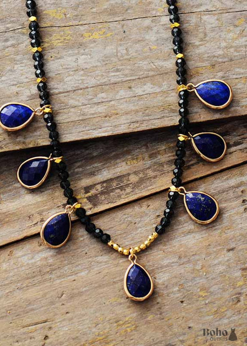 Boho Necklace, Adele Labradorite Teardrop Pendant Necklace
